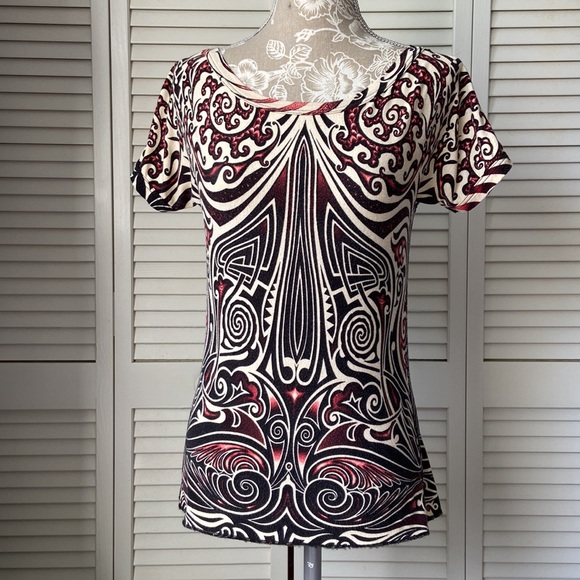 Jean Paul Gaultier 90s Vintage Tee Tattoo Skeleton T-shirt Back Slit 38 M fits S - Picture 1 of 17